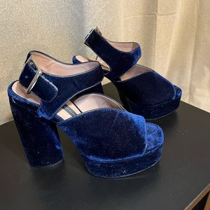 Zara Navy Velvet Platform Heels